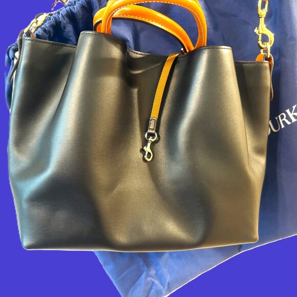 Dooney & Bourke Black Leather Shoulder/Handbag with Gold Trim NWT Dust Bag - Picture 5 of 12